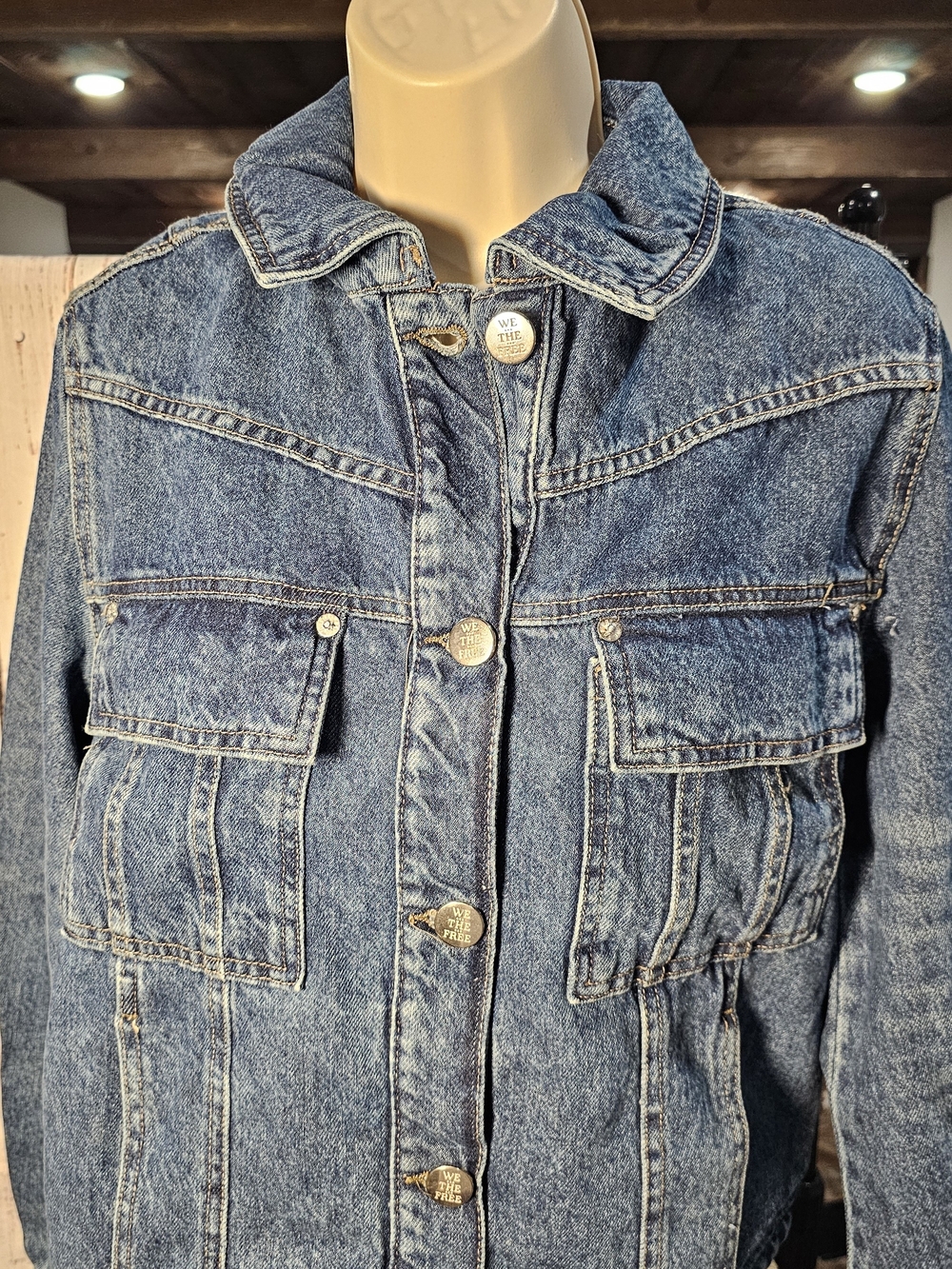 FREE PEOPLE We The Free High Dive Denim Jacket NWT Small Western Utility Trucker